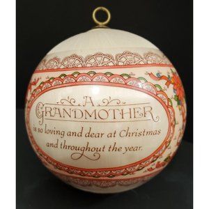 Hallmark GRANDMOTHER 1981 Keepsake Christmas Ornament off white satin ball VTG
